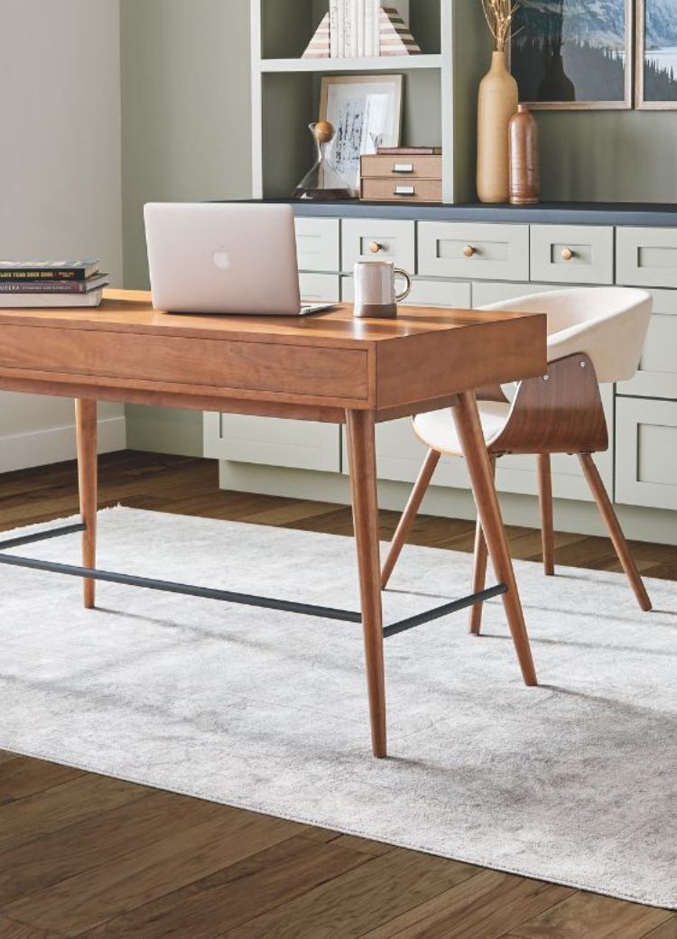 area rug on hardwood floors in a home office in Oregon City, OR