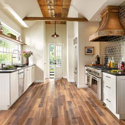 wood look laminate flooring in a rustic Oregon City kitchen